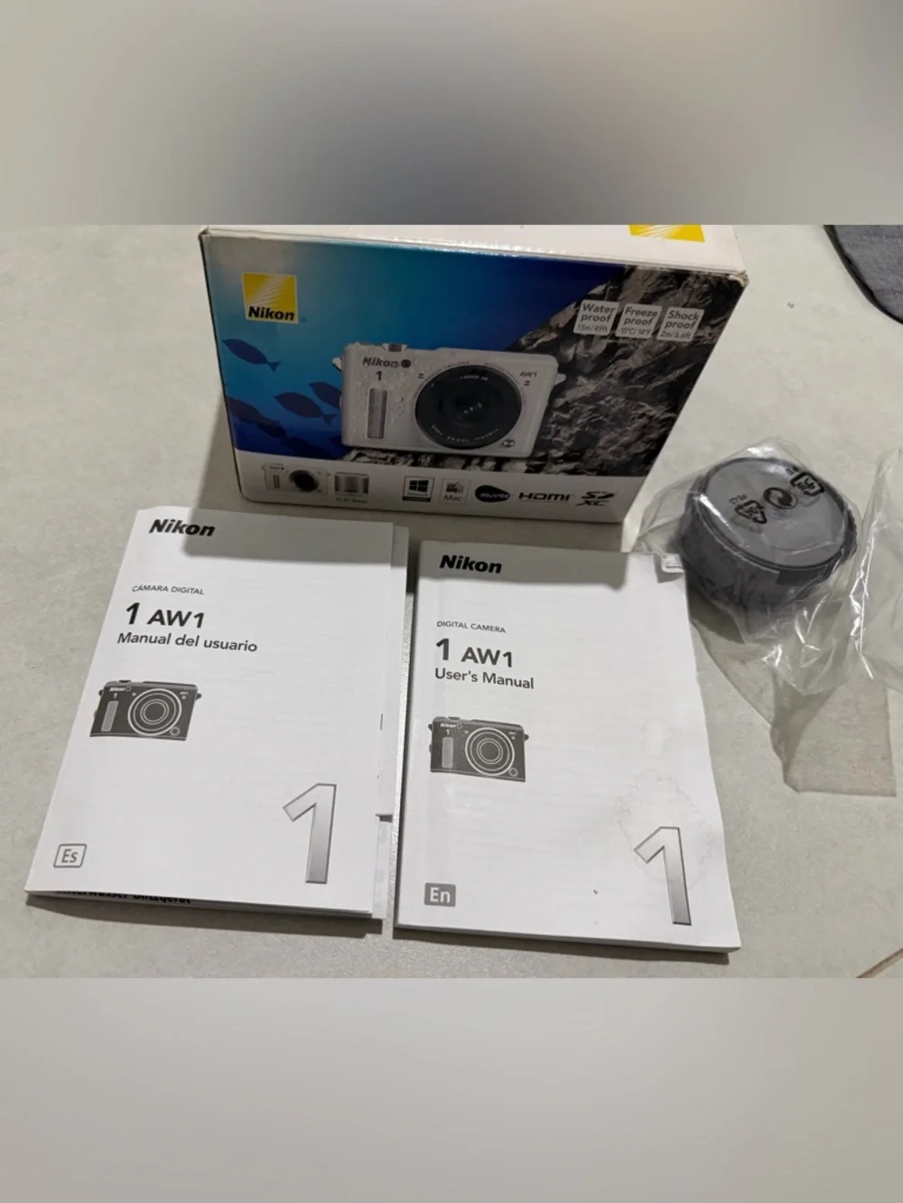Nikon 1 AW1 White Compact Waterproof Shockproof Digital Camera + Accessories
